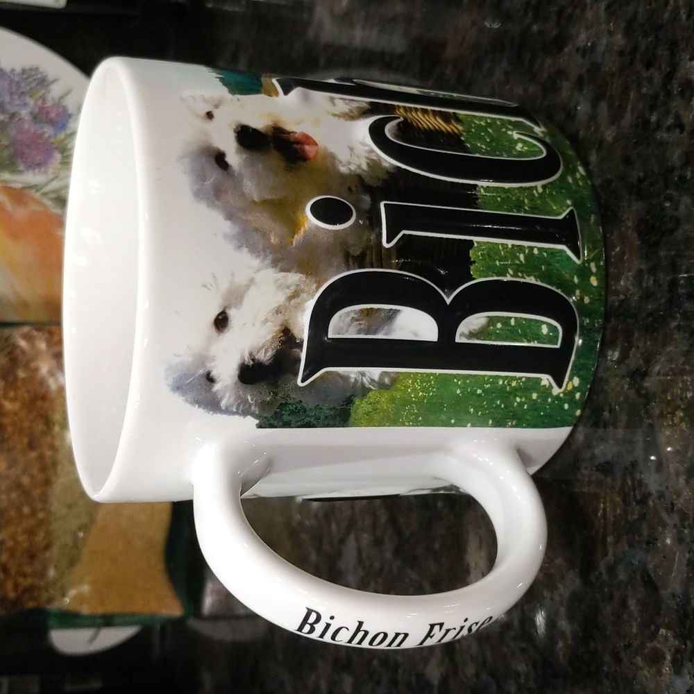 Bichon Frise Coffee Tea Mug 18 oz with Raised Lettering americaware